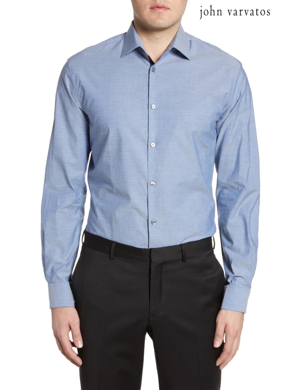 JOHN VARVATOS NWT SPENCER REGULAR FIT INK BLUE DRESS SHIRT. SZ 17R 32/33